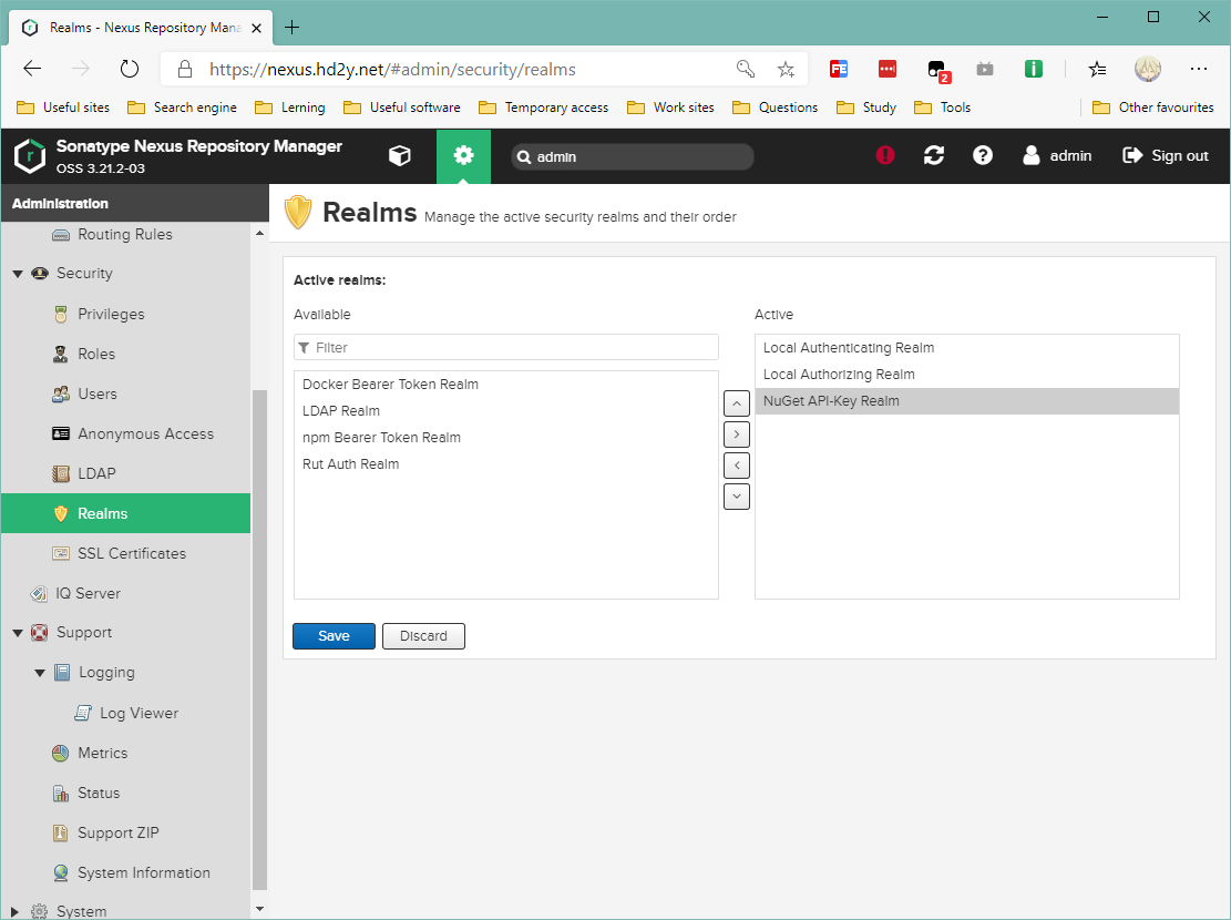 nexus add nuget realm