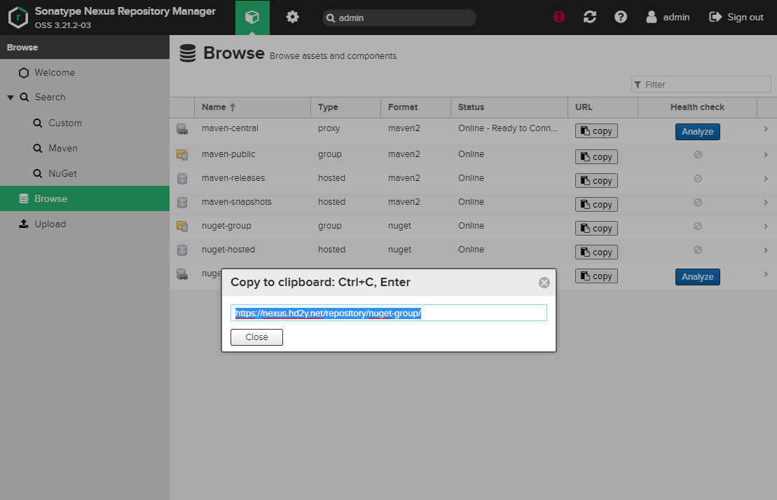 nexus copy url